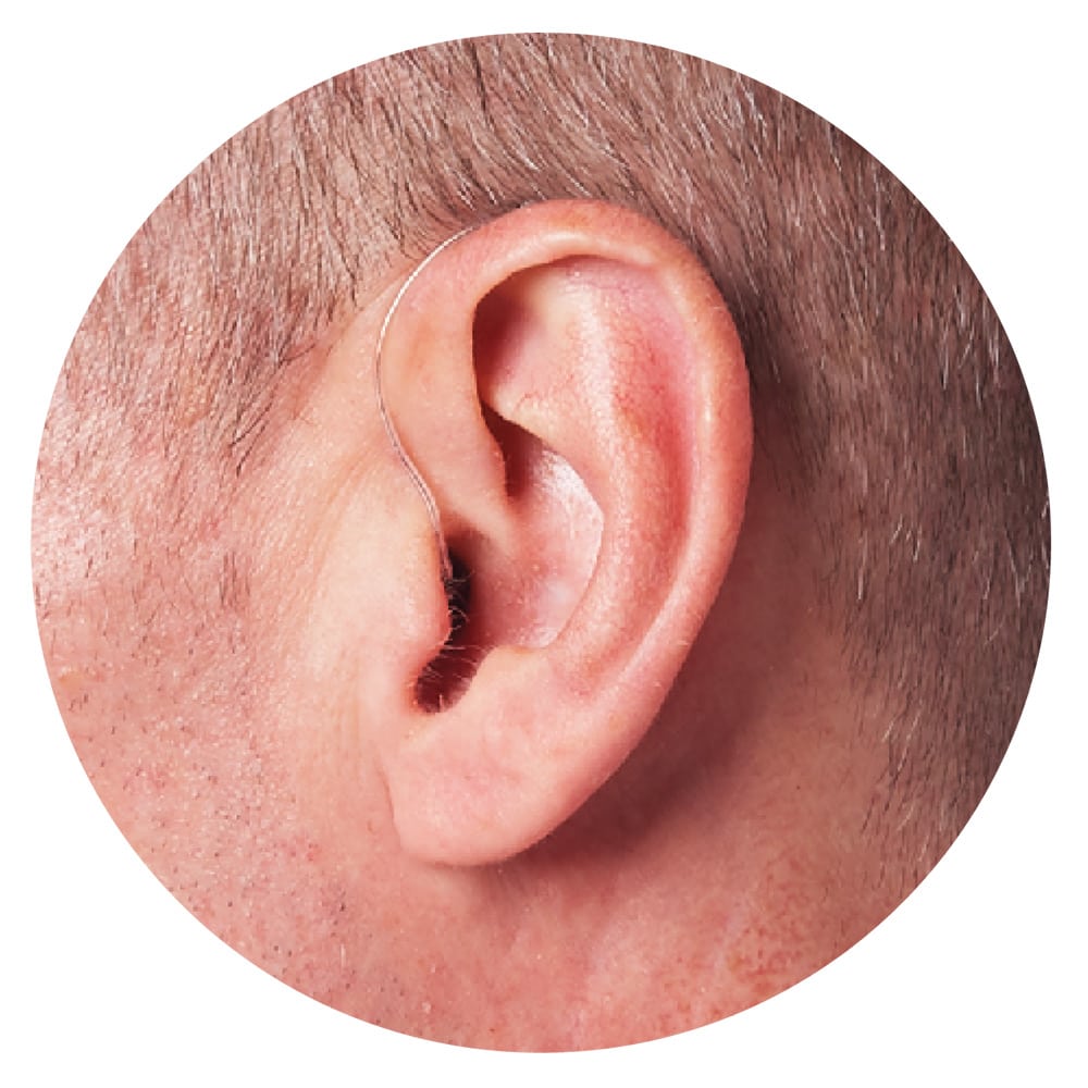 Livio Ric Rechargeable Hearing Aid Closeup On Ear