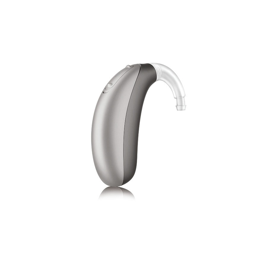 Stride Power Rechargeable Hearing Aid In Pewter Shine Color